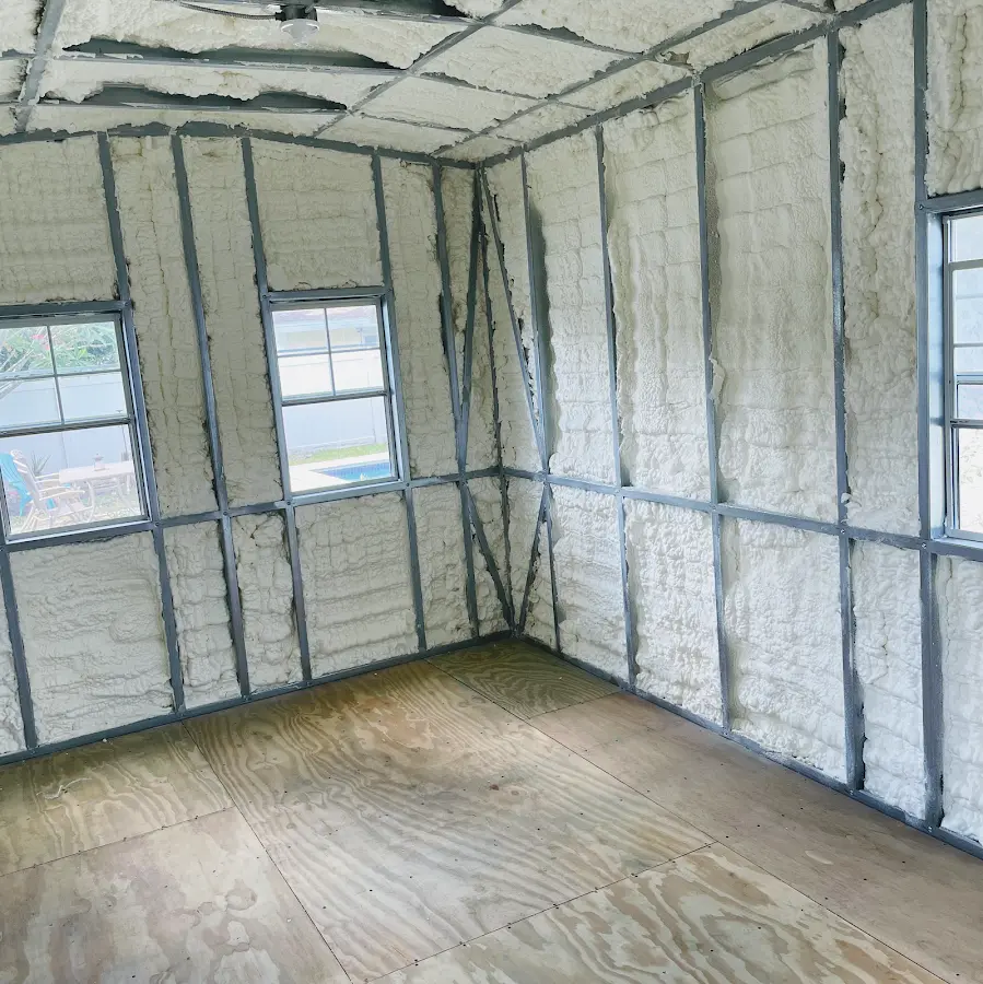 Closed-cell spray foam insulation applied to wall cavities in a residential project in Ocean City